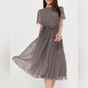 Polka Dot Midi Dress - light purple